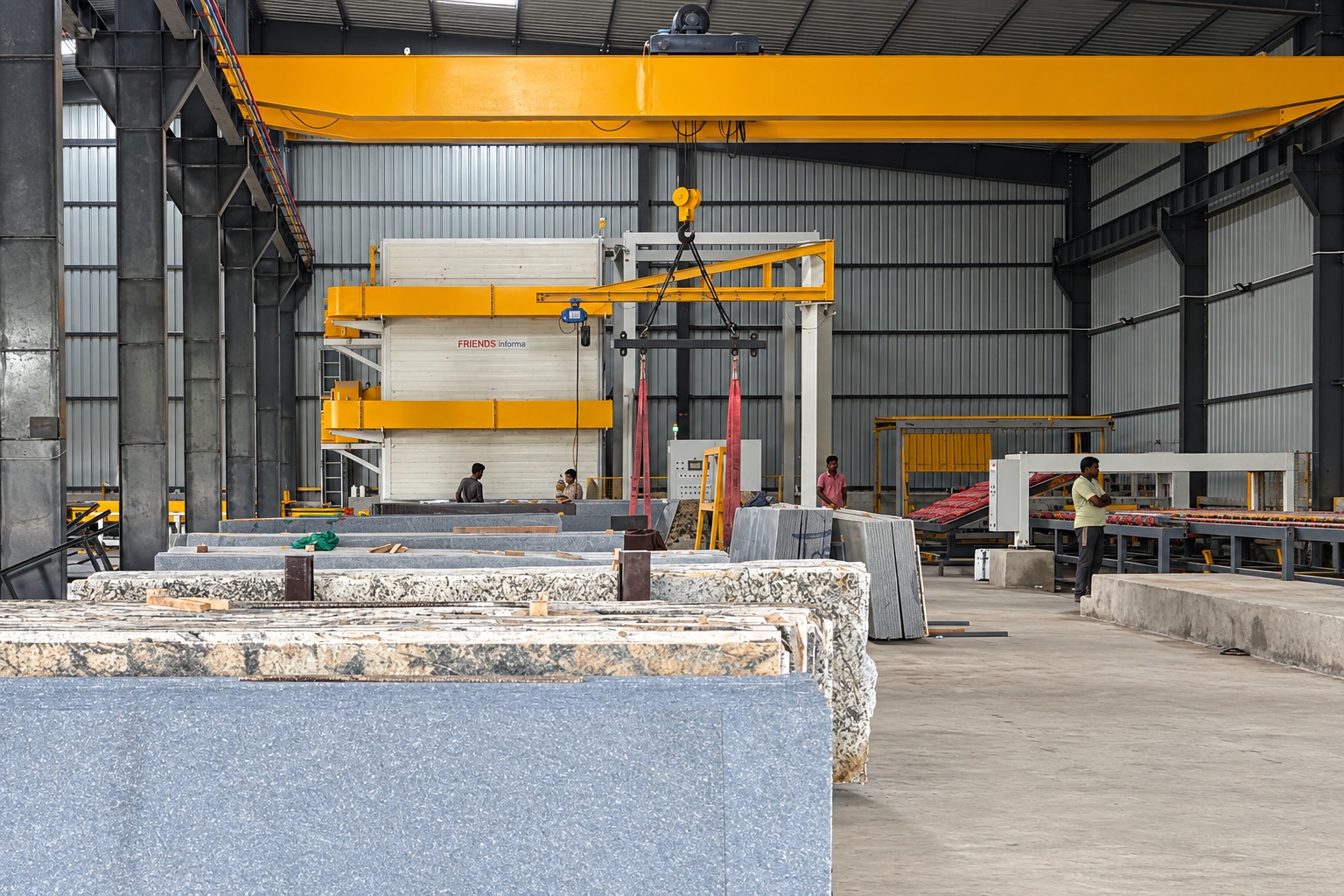 EOT cranes handling stone blocks